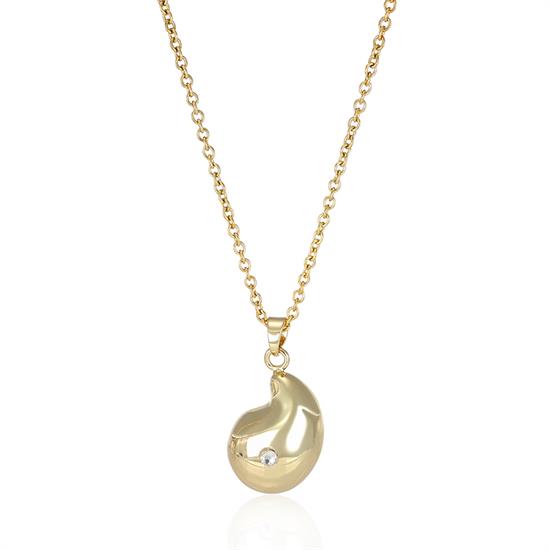COLLANA CHIAMA ANGELI GOCCIA BOMBATA E MONO ZIRCONE BIANCO BRASS