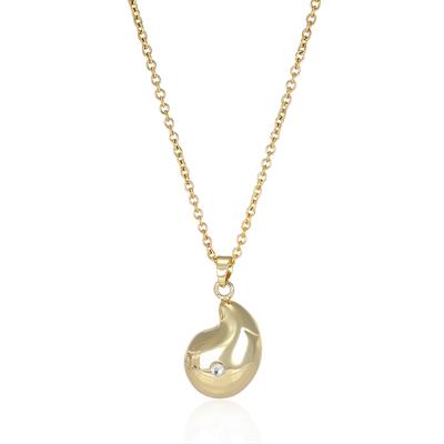 COLLANA CHIAMA ANGELI GOCCIA BOMBATA E MONO ZIRCONE BIANCO BRASS