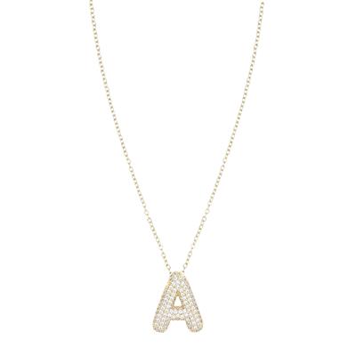 COLLANA ACCIAIO CON LETTERA ZIRCONATA PENDENTE BRASS DORATO