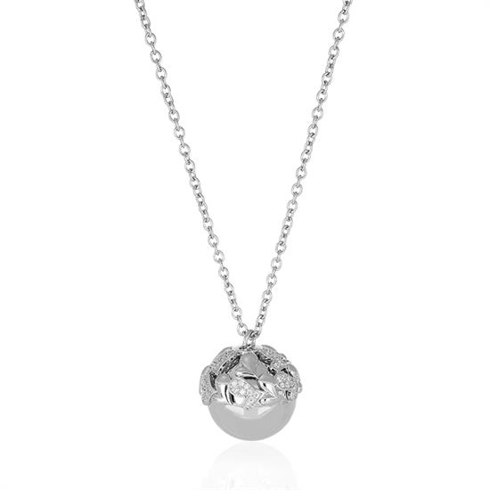COLLANA CHIAMA ANGELI SFERA CUORI LUNGHI PIENI E ZIRCONATI BRASS