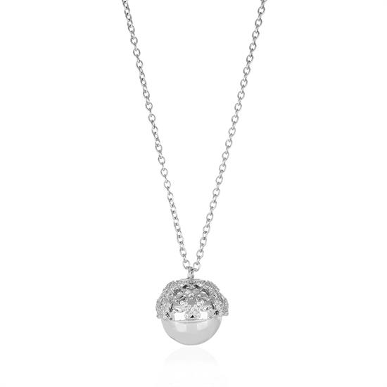 COLLANA CHIAMA ANGELI SFERA FARFALLE ZIRCONATE E TRAFORATE BRASS