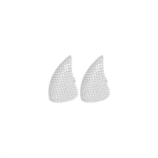 ORECCHINO LOBO FASCIA TRIANGOLARE ZIRCONATA IN ARGENTO 925°/°°