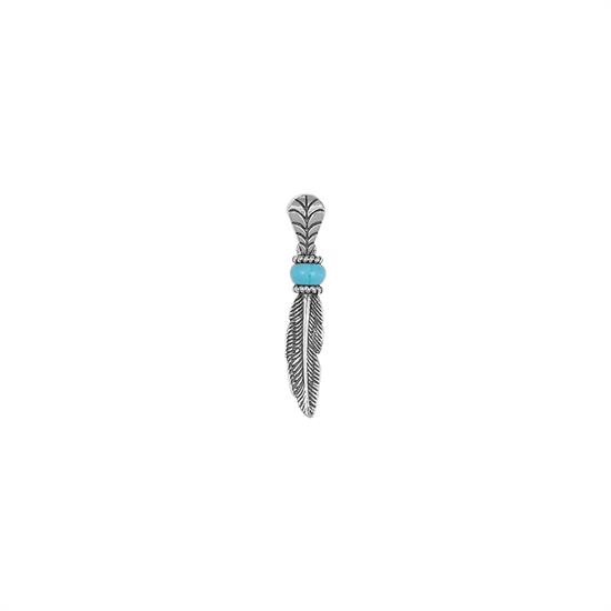 PENDENTE PIUMA CON TURCHESE IN ARGENTO 925°/°°