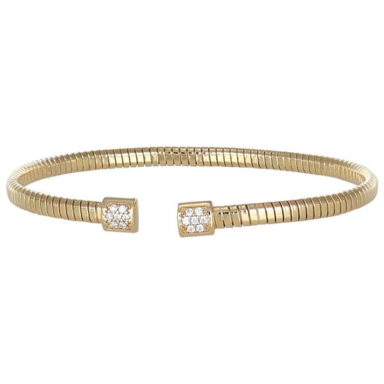 BRACCIALE MANETTA TUBO PIATTA CON BLOCCHI ZIRCONATI ARGENTO 925°/°°