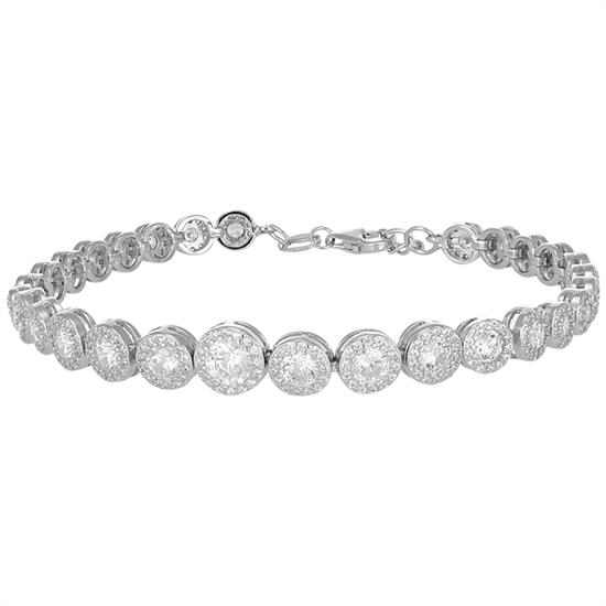 BRACCIALE PRINCESS TENNIS SCALARE ZK TONDI BIANCHI ARGENTO 925°/°°