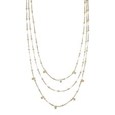 COLLANA TRE FILI CATENA CUBO CON PALLINI IN ARGENTO 925°/°°