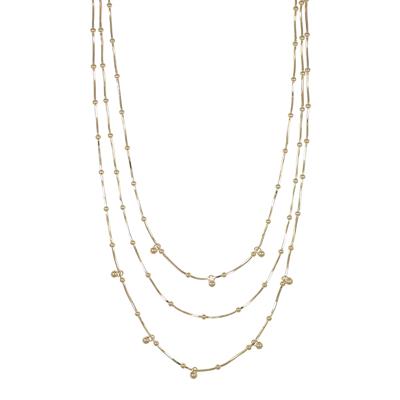 COLLANA TRE FILI CATENA CUBO CON PALLINI IN ARGENTO 925°/°°