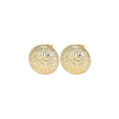 ORECCHINO BOTTONE BOMBATO MARTELLATO IN ELETTROFORM. ARGENTO 925°/°°