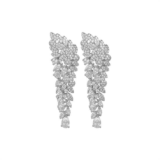 ORECCHINO MULTIPETALI PENDENTE ZIRCONATO IN ARGENTO 925°/°°