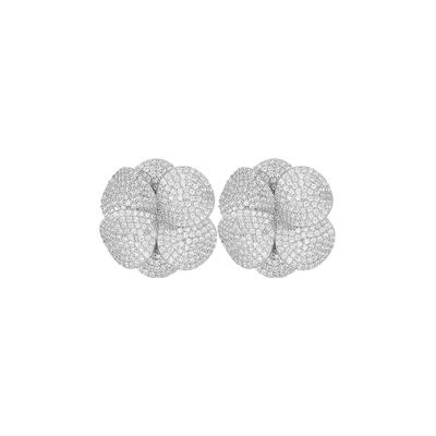 ORECCHINO FIORE BIG ZIRCONATO CON CLIPS IN ARGENTO 925°/°°
