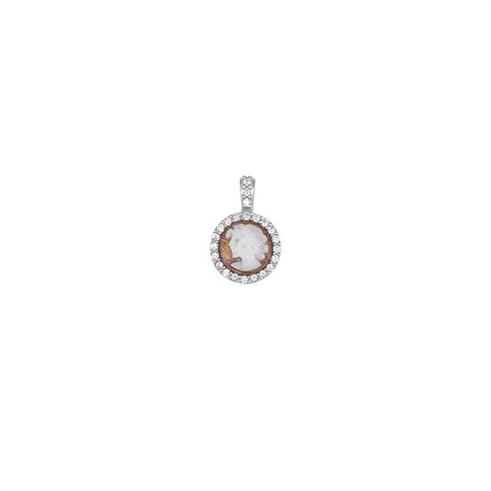 PENDENTE CAMMEO GIRO DI ZIRCONI MM8 IN ARGENTO 925°/°°