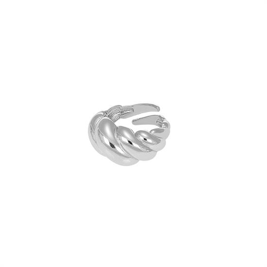 ANELLO FASCIONE BOMBATO INTRECCIATO REGOLABILE IN ARGNETO 925°/°°