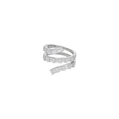 ANELLO SIMIL SERPENTE TRE FILI BAGUETTE ZIRCONI IN ARGENTO 925°/°°