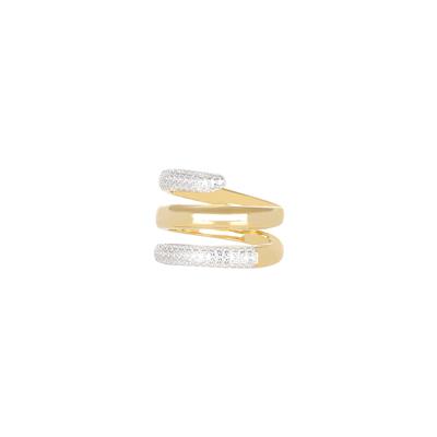 ANELLO DORATO 3 FILI BOMBATI CENTRALE ZIRCONATO IN ARGENTO 925°/°°