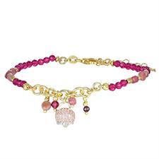 BRACCIALE SPINELLO FUXIA CUBOTTI CAMPANELLA ZIRCONATA ARGENTO925°/°°