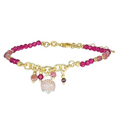 BRACCIALE SPINELLO FUXIA CUBOTTI CAMPANELLA ZIRCONATA ARGENTO925°/°°