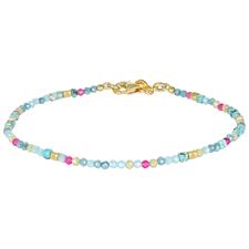 BRACCIALE SPINELLO COLOR 2MM E CUBOTTI PIETRA 2MM ARGENTO 925°/°°
