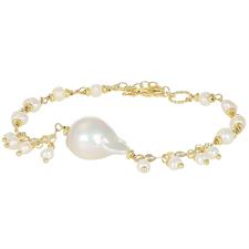 BRACCIALE PERLE DI FIUME E PERLA BAROCCA IN ARGENTO ARGENTO 925°/°°