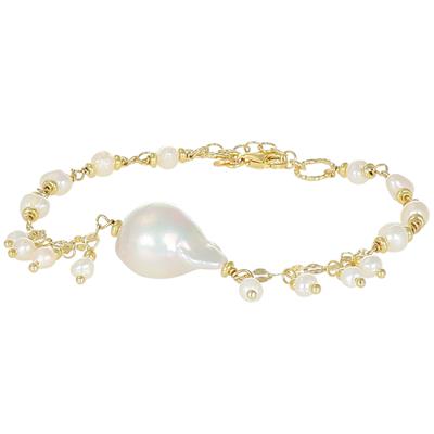 BRACCIALE PERLE DI FIUME E PERLA BAROCCA IN ARGENTO ARGENTO 925°/°°
