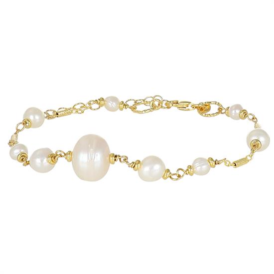 BRACCIALE PERLE DI FIUME E CATENA CUBO IN ARGENTO ARGENTO 925°/°°