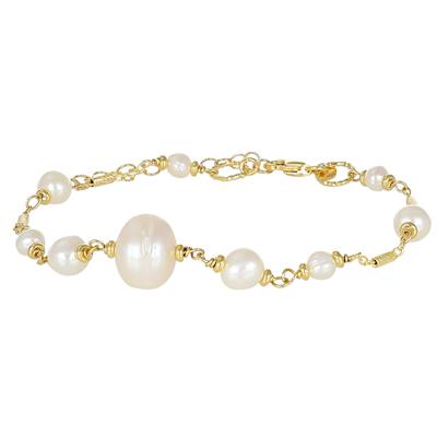 BRACCIALE PERLE DI FIUME E CATENA CUBO IN ARGENTO ARGENTO 925°/°°