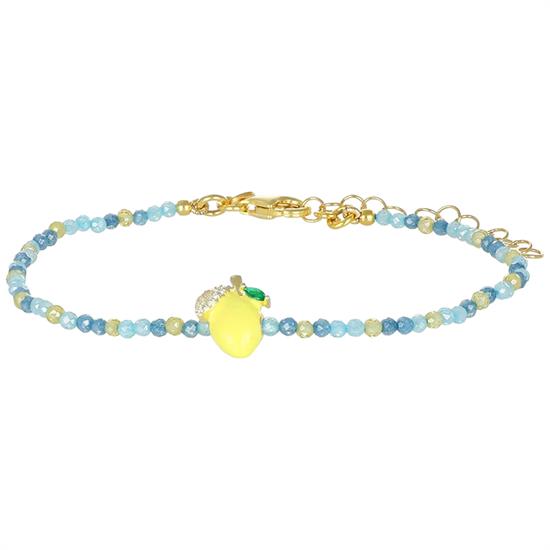 BRACCIALE SPINELLO MICRO E LIMONE SMALTO ZK PASSANTE ARGENTO 925°/°°
