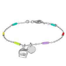BRACCIALE CAPRI CAMPANELLA 1°MIS E CUORE BARRE SMALTI ARGENTO925°/°°