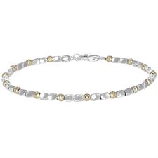 BRACCIALE SASSI MARTELLATI E PALLINE DIAMANTATE IN ARGENTO 925°/°°