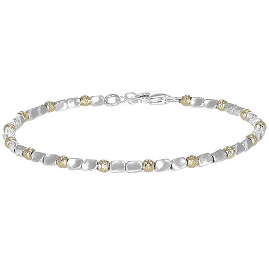 BRACCIALE SASSI MARTELLATI E PALLINE DIAMANTATE IN ARGENTO 925°/°°