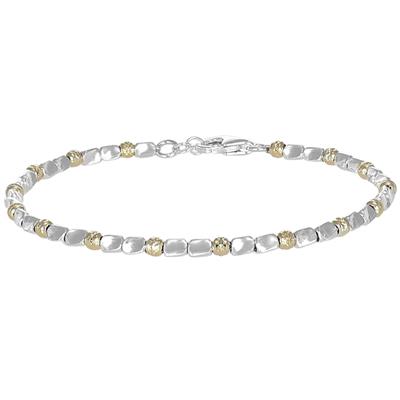 BRACCIALE SASSI MARTELLATI E PALLINE DIAMANTATE IN ARGENTO 925°/°°