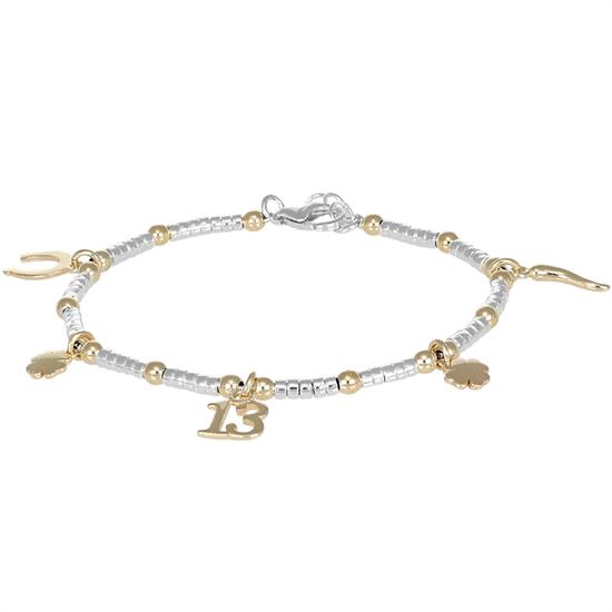 BRACCIALE RONDELLE LISCI E SOGG.SCARAMANTICI IN ARGENTO 925°/°°