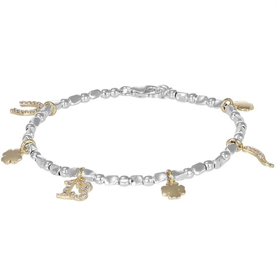 BRACCIALE RONDELLE LISCI E SOGG.SCARAMANTICI ZIRCONI ARGENTO 925°/°°