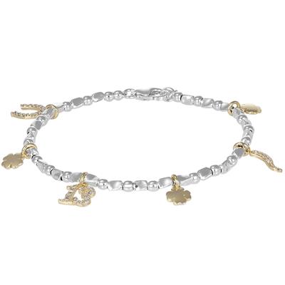 BRACCIALE RONDELLE LISCI E SOGG.SCARAMANTICI ZIRCONI ARGENTO 925°/°°