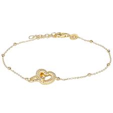 BRACCIALE CATENA ROSARIO CON DUE CUORI INTRECCIATI ARGENTO 925°/°°