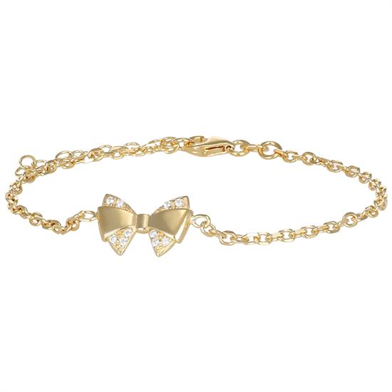 BRACCIALE CATENA DIAMANTATA FIOCCO PUNTE ZIRCONATE ARGENTO 925°/°°