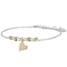 BRACCIALE BICOLOR PEPITE E CUORE PENDENTE IN ARGENTO 925°/°°