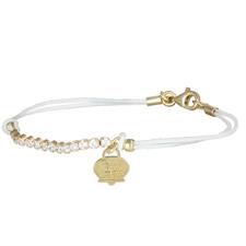 BRACCIALE CORDINO E ZIRCONI CON CAMPANELLA PENDENTE ARGENTO 925°/°°