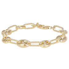 BRACCIALE CON MAGLIE MARINE E OVALI DIAMANTATI IN ARGENTO 925°/°°