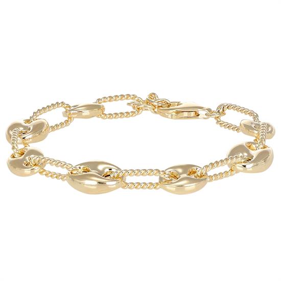 BRACCIALE CON MAGLIE MARINE E OVALI DIAMANTATI IN ARGENTO 925°/°°