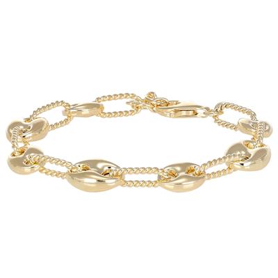 BRACCIALE CON MAGLIE MARINE E OVALI DIAMANTATI IN ARGENTO 925°/°°