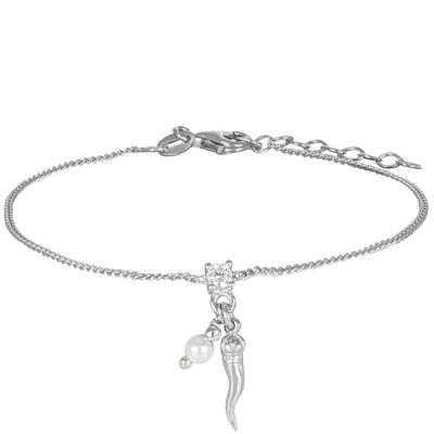 BRACCIALE GROUMETTA PERLA ZIRCONE CORNO IN ARGENTO 925°/°°