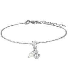 BRACCIALE GROUMETTA PERLA ZIRCONE QUADRIFOGLIO IN ARGENTO 925°/°°