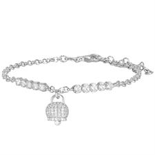 BRACCIALE ROLLO CON ZIRCONI E CENTRO CAMPANELLA MICRO ARGENTO925°/°°