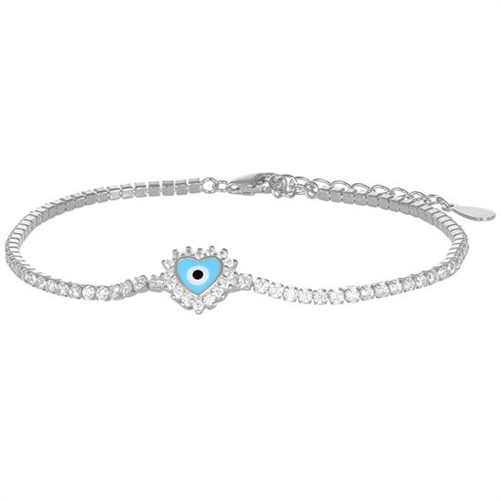 BRACCIALE TENNIS OCCHIO FORMA CUORE ZIRCONATO IN ARGENTO 925 °/°°