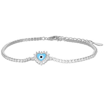 BRACCIALE TENNIS OCCHIO FORMA CUORE ZIRCONATO IN ARGENTO 925 °/°°