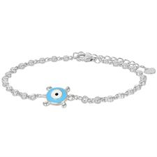 BRACCIALE TENNIS TONDINI ZK OCCHIO TARTARUGA SMALTO ARGENTO 925°/°°