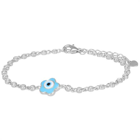 BRACCIALE TENNIS TONDINI ZK OCCHIO FIORELLINO SMALTO ARGENTO 925°/°°