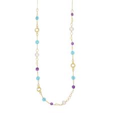 COLLANA CERCHI INTRECCIATI PIETRE DURE IN ARGENTO 925°/°°