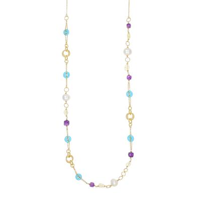 COLLANA CERCHI INTRECCIATI PIETRE DURE IN ARGENTO 925°/°°