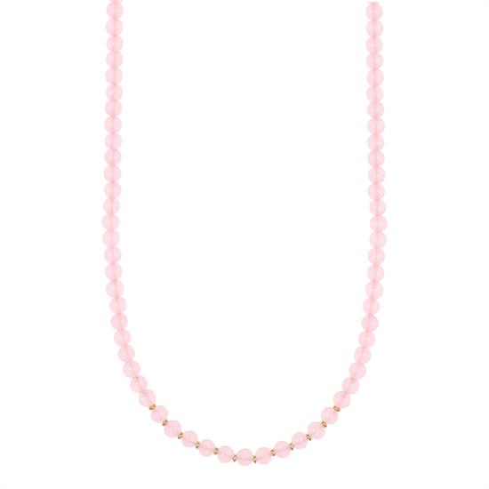 COLLANA QUARZO ROSA 6MM IN ARGENTO 925°/°°